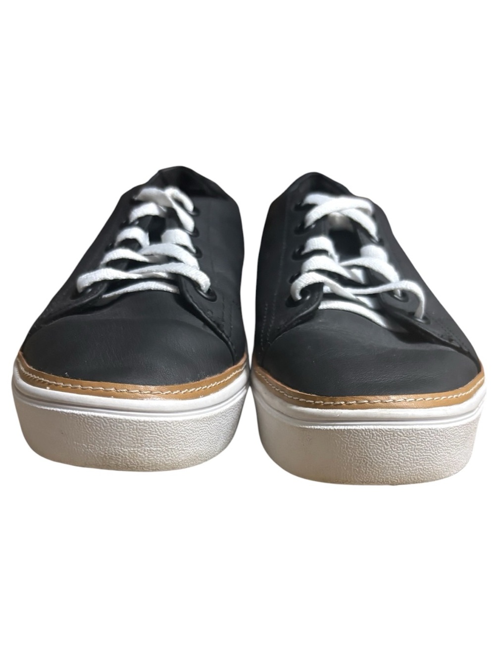 TOMS Alex Black Leather Sneakers with White Laces and White Sole Size 8.5 - Picture 6 of 10